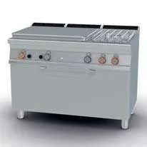 Plancha + 4 quemadores a gas + horno eléctrico 120cm